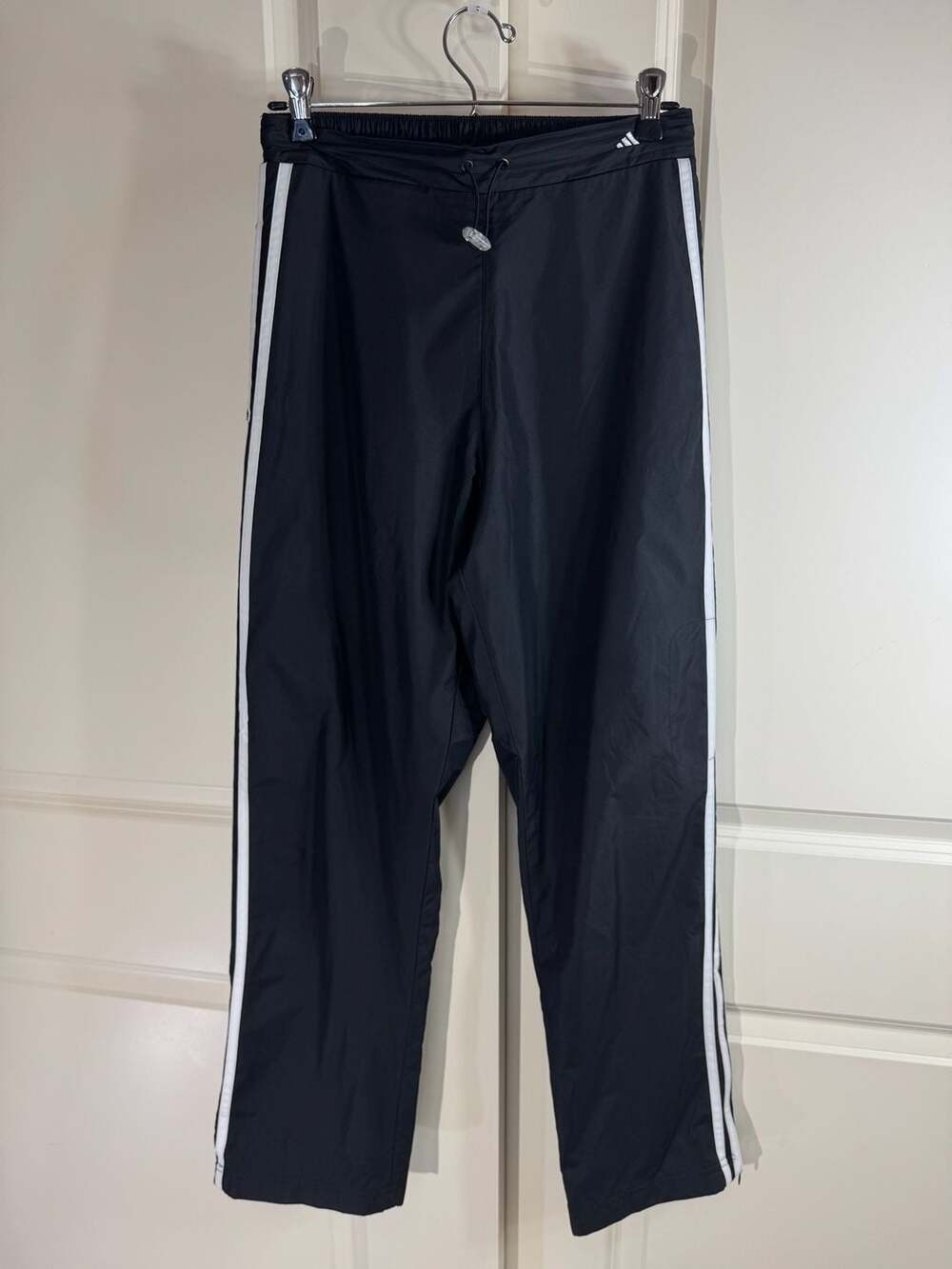 Adidas Vintage Track Pant Black Nylon 3-Stripes Small